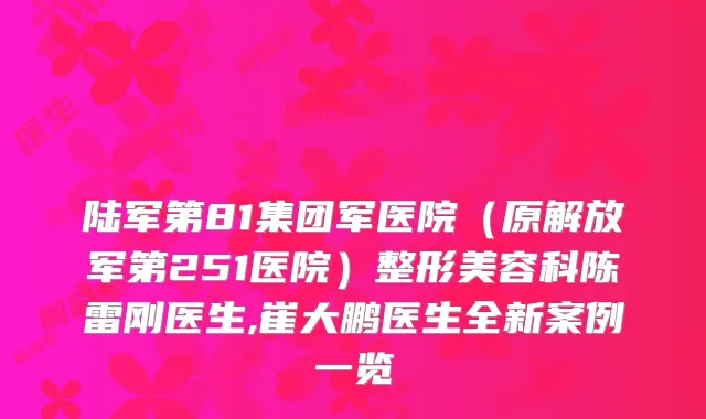 陆军第81集团军医院（原解放军第251医院）整形美容科陈雷刚医生,崔大鹏医生全新案例一览