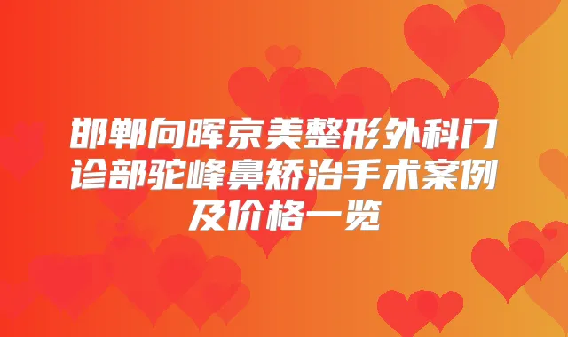 邯郸向晖京美整形外科门诊部驼峰鼻矫治手术案例及价格一览