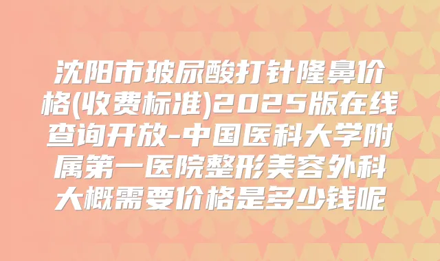 沈阳市玻尿酸打针隆鼻价格(收费标准)2025版在线查询开放-中国医科大学附属第一医院整形美容外科大概需要价格是多少钱呢