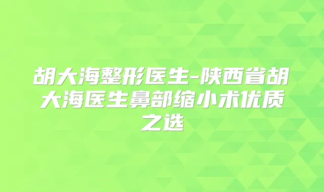 胡大海整形医生-陕西省胡大海医生鼻部缩小术优质之选