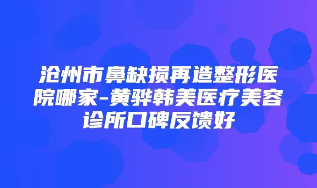 沧州市鼻缺损再造整形医院哪家-黄骅韩美医疗美容诊所口碑反馈好