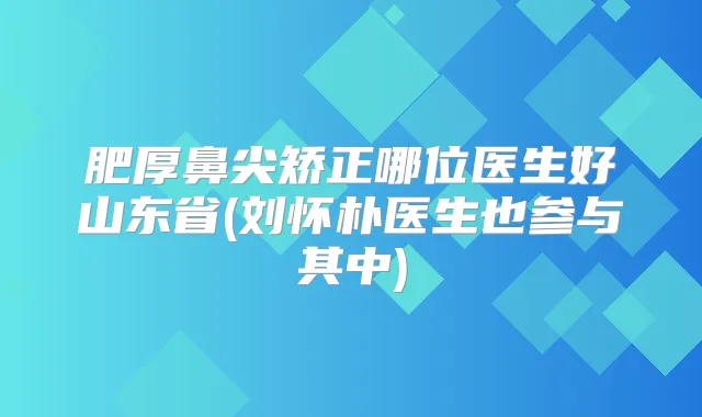 肥厚鼻尖矫正哪位医生好山东省(刘怀朴医生也参与其中)