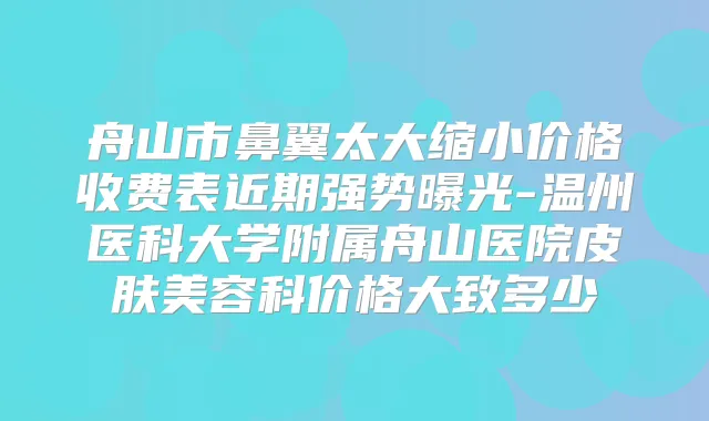 舟山市鼻翼太大缩小价格收费表近期强势曝光-温州医科大学附属舟山医院皮肤美容科价格大致多少
