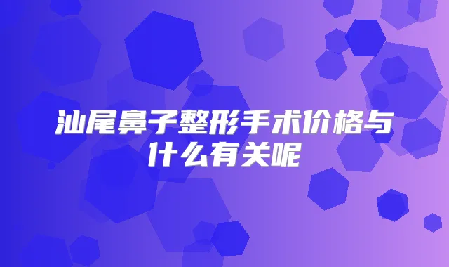 汕尾鼻子整形手术价格与什么有关呢