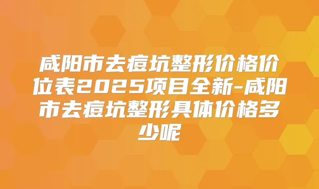 咸阳市去痘坑整形价格价位表2025项目全新-咸阳市去痘坑整形具体价格多少呢