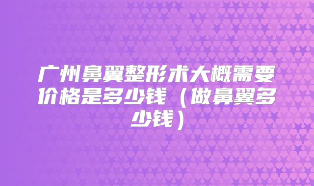 广州鼻翼整形术大概需要价格是多少钱（做鼻翼多少钱）