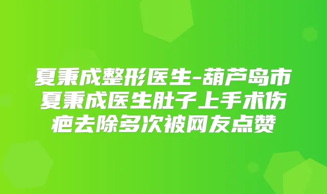 夏秉成整形医生-葫芦岛市夏秉成医生肚子上手术伤疤去除多次被网友点赞