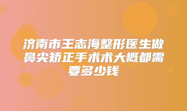 济南市王志海整形医生做鼻尖矫正手术术大概都需要多少钱
