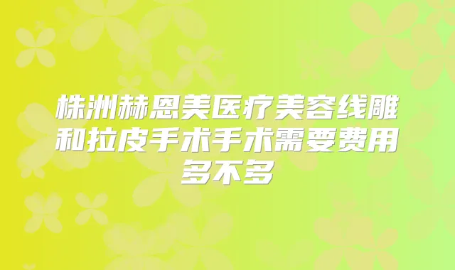 株洲赫恩美医疗美容线雕和拉皮手术手术需要费用多不多