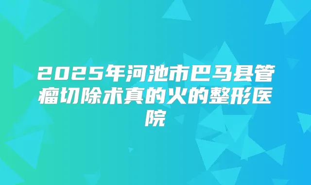 2025年河池市巴马县管瘤切除术真的火的整形医院