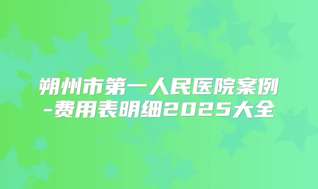 朔州市第一人民医院案例-费用表明细2025大全