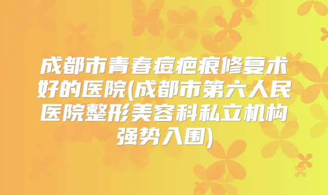 成都市青春痘疤痕修复术好的医院(成都市第六人民医院整形美容科私立机构强势入围)