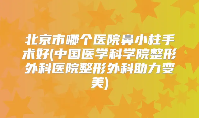 北京市哪个医院鼻小柱手术好(中国医学科学院整形外科医院整形外科助力变美)