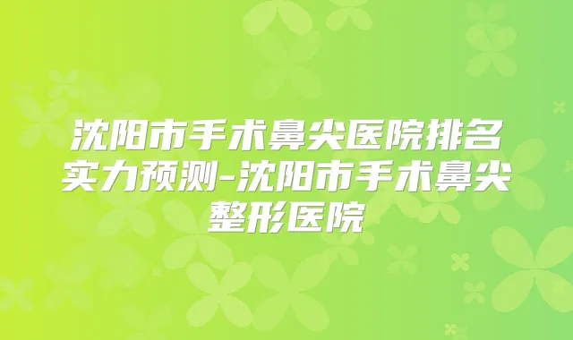 沈阳市手术鼻尖医院排名实力预测-沈阳市手术鼻尖整形医院