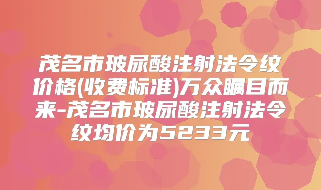 茂名市玻尿酸注射法令纹价格(收费标准)万众瞩目而来-茂名市玻尿酸注射法令纹均价为5233元