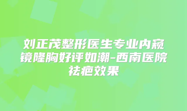 刘正茂整形医生专业内窥镜隆胸好评如潮-西南医院祛疤效果