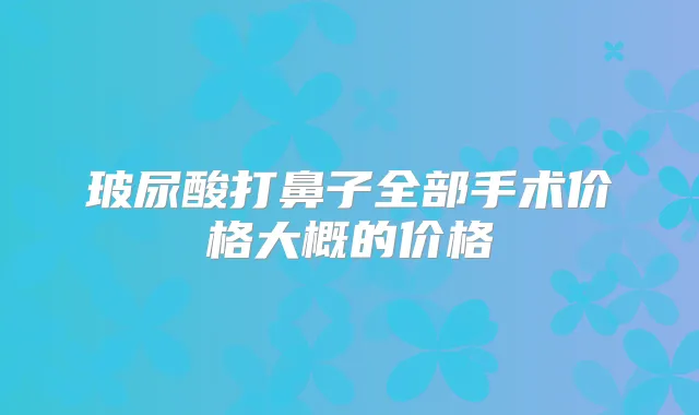玻尿酸打鼻子全部手术价格大概的价格