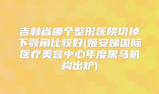 吉林省哪个整形医院切掉下颚角比较好(姬安娣国际医疗美容中心年度黑马机构出炉)