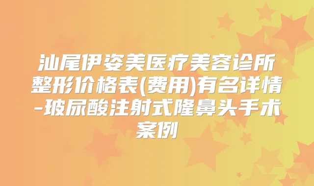 汕尾伊姿美医疗美容诊所整形价格表(费用)有名详情-玻尿酸注射式隆鼻头手术案例