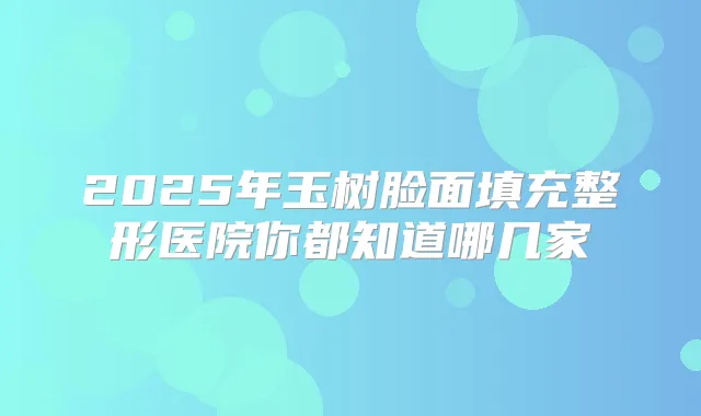 2025年玉树脸面填充整形医院你都知道哪几家