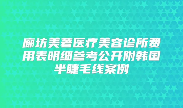 廊坊美著医疗美容诊所费用表明细参考公开附韩国半睫毛线案例