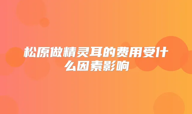 松原做的费用受什么因素影响
