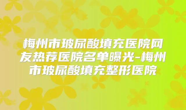 梅州市玻尿酸填充医院网友热荐医院名单曝光-梅州市玻尿酸填充整形医院