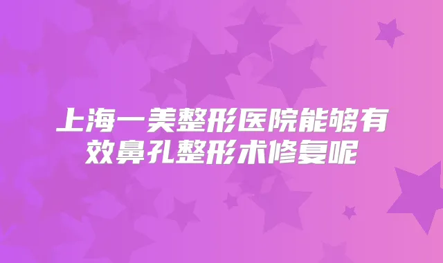 上海一美整形医院能够有效鼻孔整形术修复呢