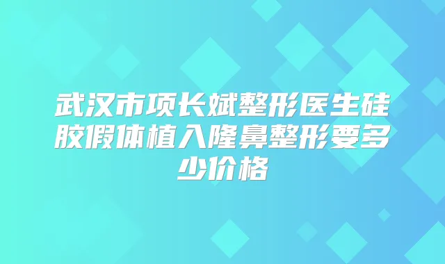 武汉市项长斌整形医生硅胶假体植入隆鼻整形要多少价格