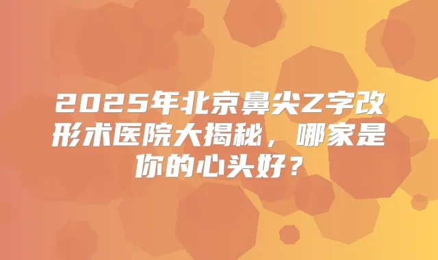 2025年北京鼻尖Z字改形术医院大揭秘，哪家是你的心头好？