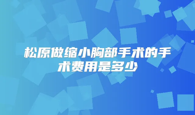 松原做缩小胸部手术的手术费用是多少