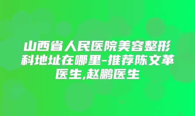 山西省人民医院美容整形科地址在哪里-推荐陈文革医生,赵鹏医生