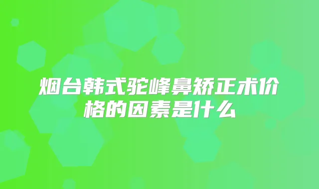 烟台韩式驼峰鼻矫正术价格的因素是什么