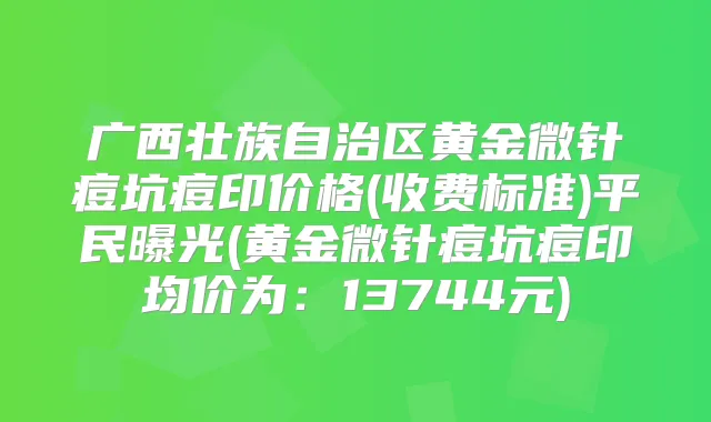广西壮族自治区黄金微针痘坑痘印价格(收费标准)平民曝光(黄金微针痘坑痘印均价为:13744元)