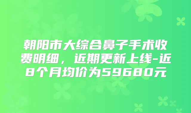朝阳市大综合鼻子手术收费明细,近期更新上线-近8个月均价为59680元