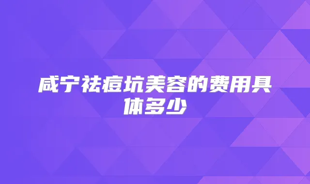 咸宁祛痘坑美容的费用具体多少