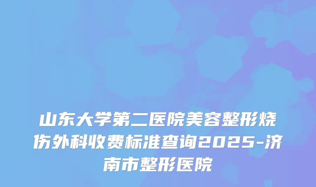 山东大学第二医院美容整形烧伤外科收费标准查询2025-济南市整形医院