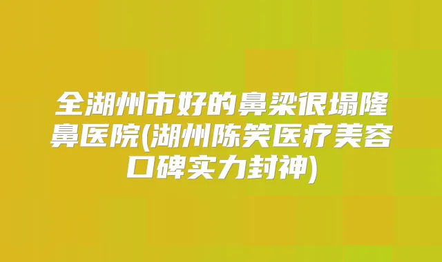 全湖州市好的鼻梁很塌隆鼻医院(湖州陈笑医疗美容口碑实力封神)