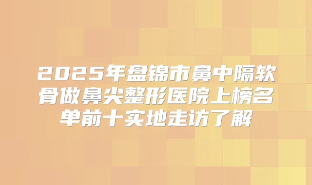 2025年盘锦市鼻中隔软骨做鼻尖整形医院上榜名单前十实地走访了解