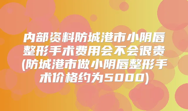 内部资料防城港市小阴唇整形手术费用会不会很贵(防城港市做小阴唇整形手术价格约为5000)