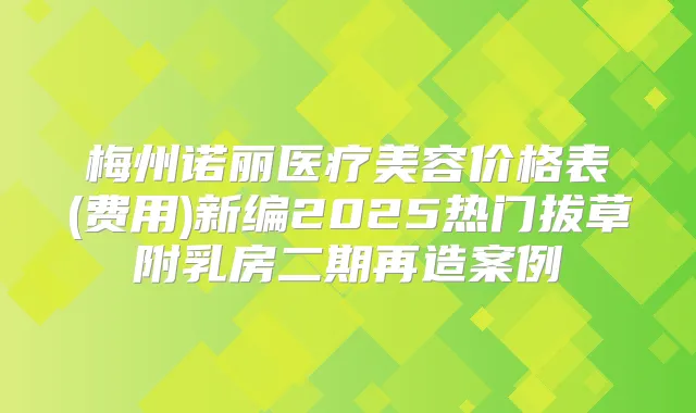 梅州诺丽医疗美容价格表(费用)新编2025热门拔草附乳房二期再造案例
