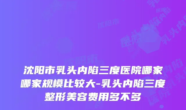 沈阳市乳头内陷三度医院哪家哪家规模比较大-乳头内陷三度整形美容费用多不多