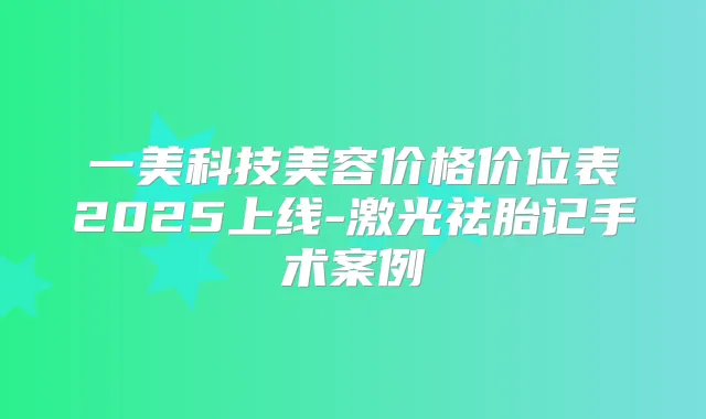 一美科技美容价格价位表2025上线-激光祛胎记手术案例