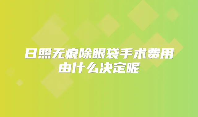 日照无痕除眼袋手术费用由什么决定呢