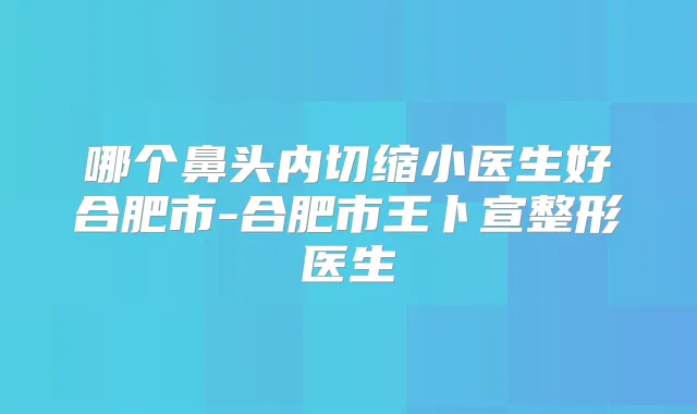 哪个鼻头内切缩小医生好合肥市-合肥市王卜宣整形医生