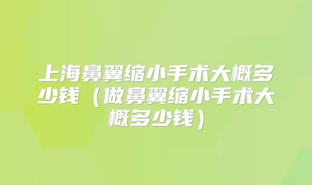 上海鼻翼缩小手术大概多少钱（做鼻翼缩小手术大概多少钱）