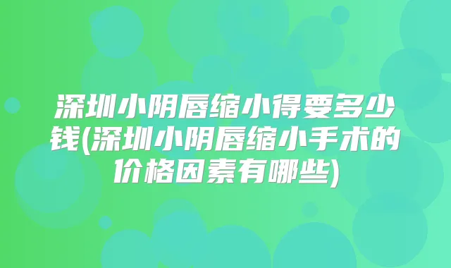 深圳小阴唇缩小得要多少钱(深圳小阴唇缩小手术的价格因素有哪些)