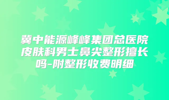 冀中能源峰峰集团总医院皮肤科男士鼻尖整形擅长吗-附整形收费明细