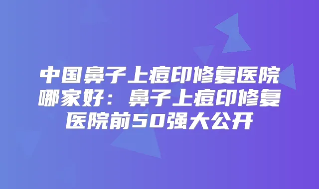 中国鼻子上痘印修复医院哪家好：鼻子上痘印修复医院前50强大公开