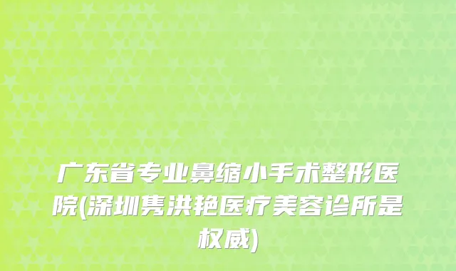 广东省专业鼻缩小手术整形医院(深圳隽洪艳医疗美容诊所是)